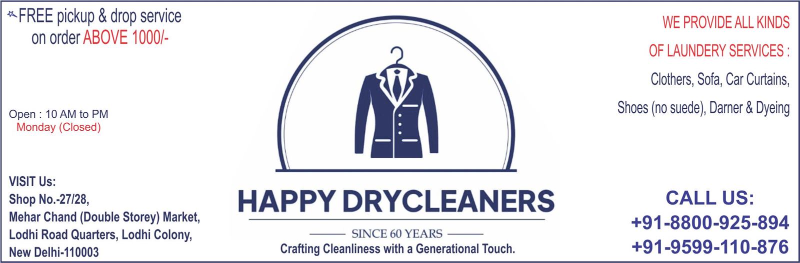 HAPPY DYERS, DRY CLEANERS, LAUNDRY  (Dry Cleaners Lodhi Colony)